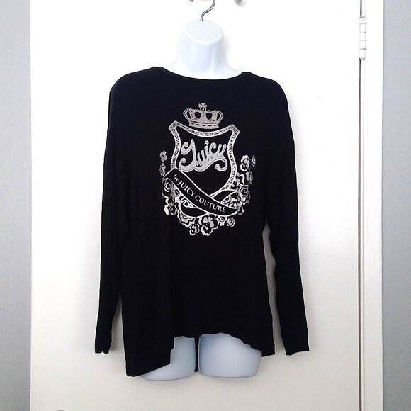 Juicy by Juicy Couture Tops - NEW Juicy by Juicy Couture Black Top Logo Long Sleeve W/ Silver Bling NWOT Sz M